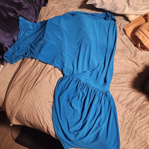 Blue One shoulder, Open sleeve mini dress - Picture 3 of 3